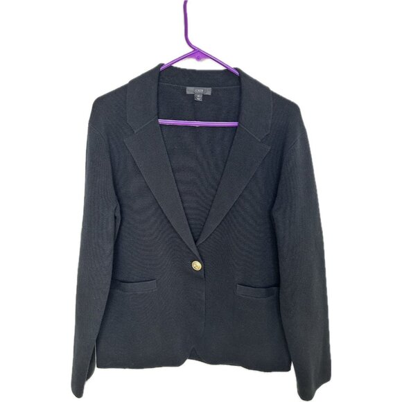 J. Crew Camille Shrunken Sweater Blazer Black Wool Modest Knit Medium - Picture 2 of 9